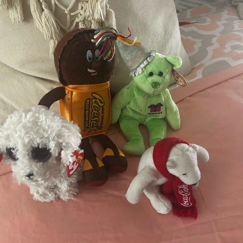 Coca Cola White Polar Bear Plush with Red Scarf and Green Party Bear Set